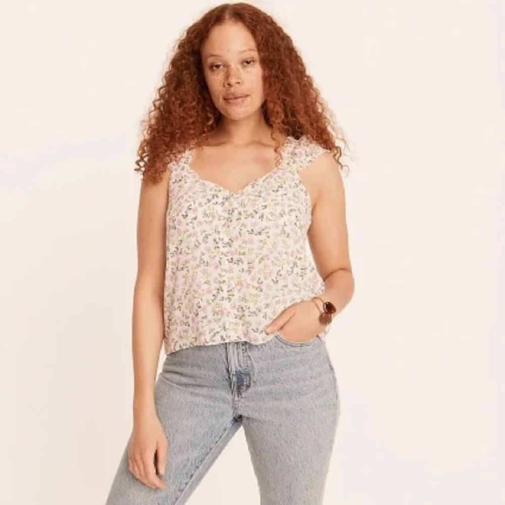 NWT J Crew cap sleeve soft gauze chiffon top in meadow floral size L